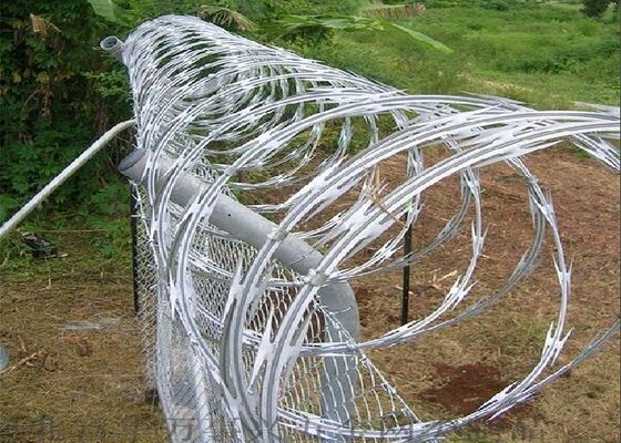 High Security Galvanized Razor Barbed Wire BTO-22 For Prison And Border ...