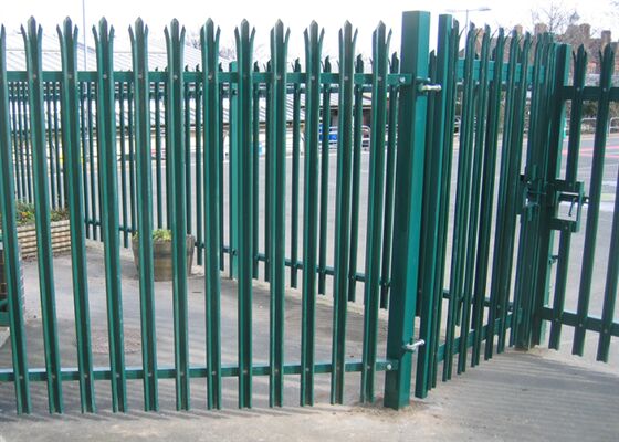 รั้วรักษาความปลอดภัยแบบ Palisade Section W เคลือบผงสำหรับงานหนัก พร้อมแผ่นเหล็ก W เพื่อความปลอดภัย