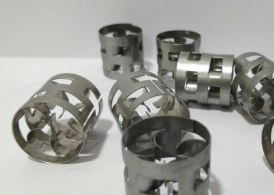 SS304 SS316L Metal Raschig Random Pall Ring Packing 38*38mm For Scrubbing
