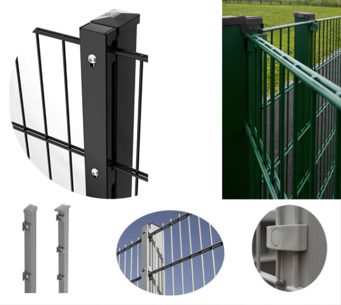 Industrial Double Wire Security Fence High Stiffness Twin Rod Panels